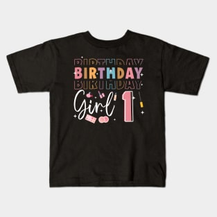 Personalized Make up 1st Birthday Beauty slip over Birthday Girl Gift Make Up Girl Tee Kids T-Shirt